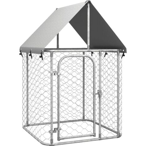 Outdoor dog kennel metal 2024 roof