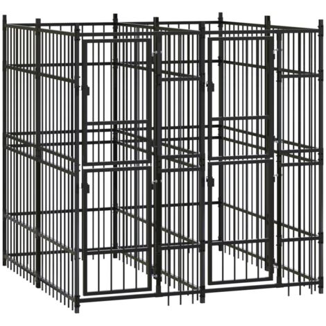 Outdoor Dog Kennel Steel 3.69 m² vidaXL