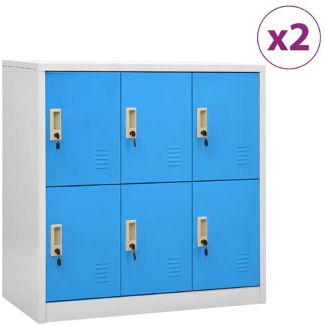 Locker Cabinets 2 pcs Light Grey and Blue 90x45x92.5 cm Steel vidaXL