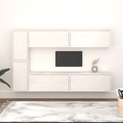 TV Cabinets 6 pcs White Solid Wood Pine vidaXL (1/5)