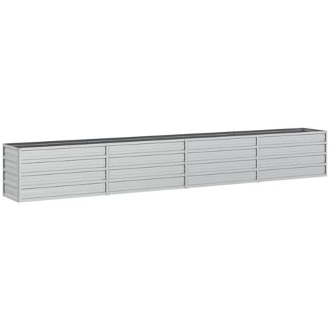 Garden Raised Bed 320x40x45 cm Galvanized Steel Silver vidaXL
