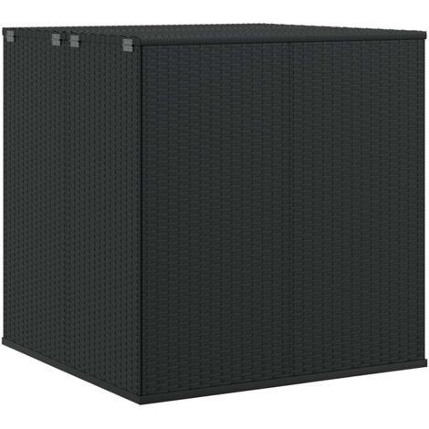 Garden Cushion Box PE Rattan 100x97.5x104 cm Black vidaXL