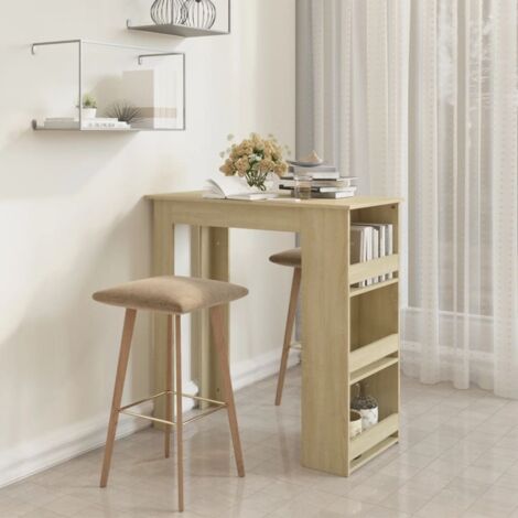 Bar Table with Storage Rack Sonoma Oak 102x50x103.5cm Engineered Wood vidaXL