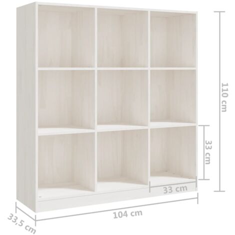 Book Cabinet/Room Divider White 104x33.5x110 cm Solid Pinewood vidaXL
