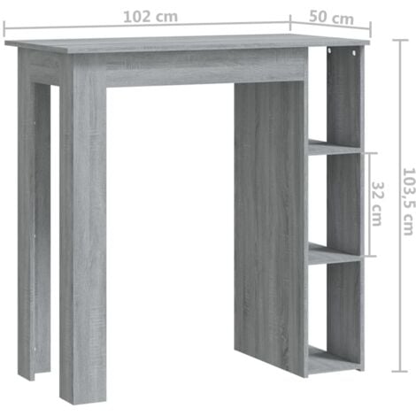 Bar Table with Shelf Grey Sonoma 102x50x103.5 cm Engineered Wood vidaXL