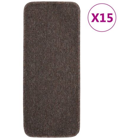 Anti Slip Stair Mats 15 pcs 60x25 cm Brown Rectangular vidaXL