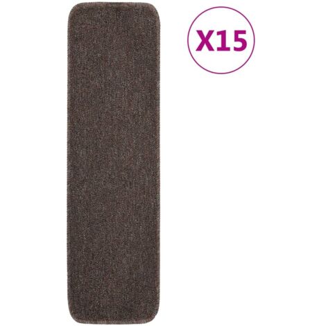 Anti Slip Stair Mats 15 pcs 75x20 cm Brown Rectangular vidaXL
