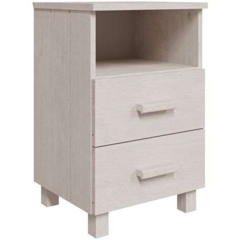 Bedside Cabinet HAMAR White 40x35x62 cm Solid Wood Pine vidaXL (1/5)