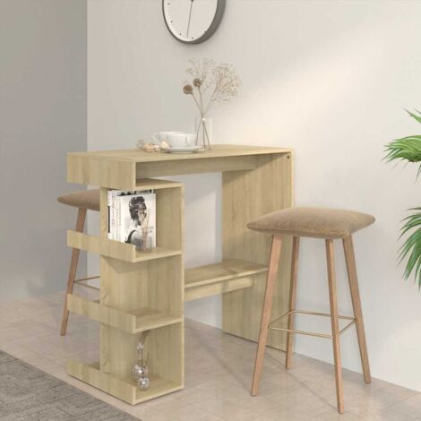 Bar Table with Storage Rack Sonoma Oak 100x50x101.5 cm Engineered Wood vidaXL
