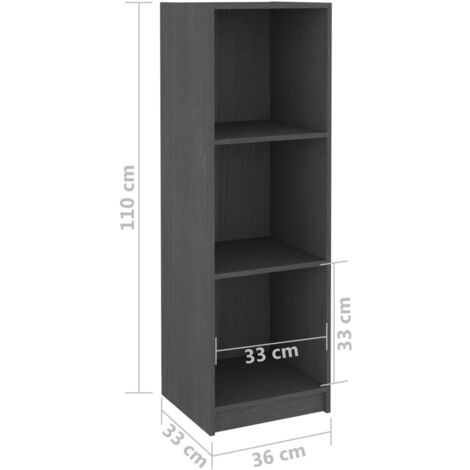 Book Cabinet/Room Divider Grey 36x33x110 cm Solid Pinewood vidaXL