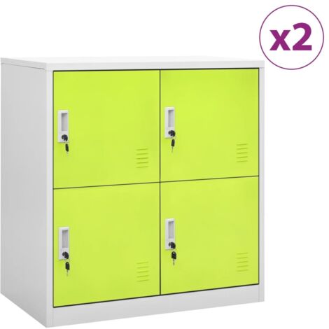 Locker Cabinets 2 pcs Light Grey and Green 90x45x92.5 cm Steel vidaXL
