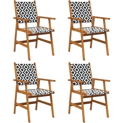 Garden Chair Set of 4 Brown and Black/White Pattern vidaXL