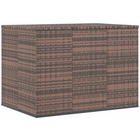 Garden Cushion Box PE Rattan 145x100x103 cm Brown vidaXL (1/5)