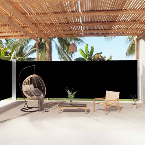 Retractable Side Awning Black 200x1000 cm vidaXL