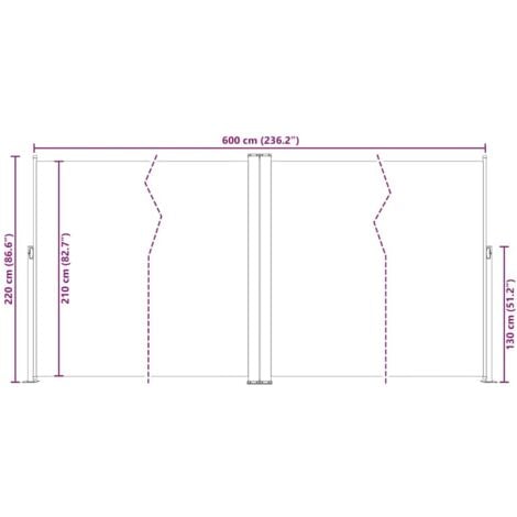Retractable Side Awning Brown 200x600 cm vidaXL