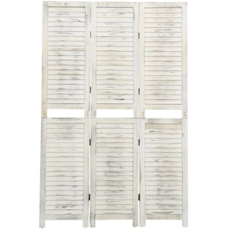 3-Panel Room Divider Antique White 105x165 cm Wood vidaXL