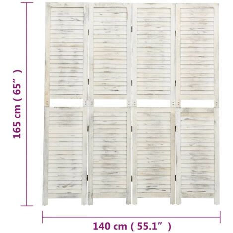 4-Panel Room Divider Cream 140x165 cm Wood vidaXL