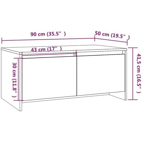 Coffee Table High Gloss White 90x50x41.5 cm Engineered Wood vidaXL