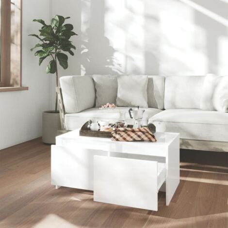 Coffee Table High Gloss White 90x50x41.5 cm Engineered Wood vidaXL