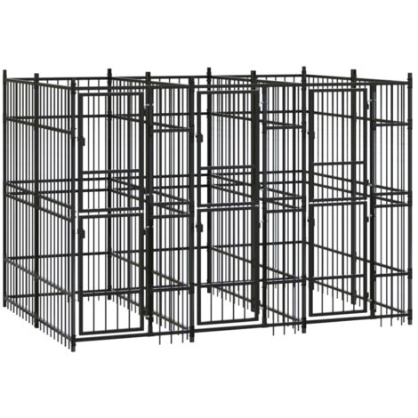 Outdoor Dog Kennel Steel 5.53 m² vidaXL