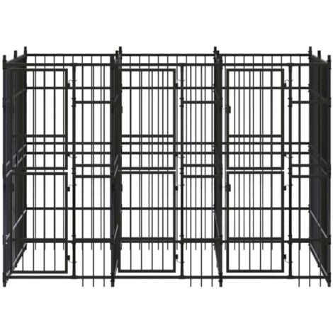 Outdoor Dog Kennel Steel 5.53 m² vidaXL