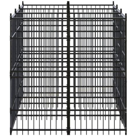 Outdoor Dog Kennel Steel 5.53 m² vidaXL