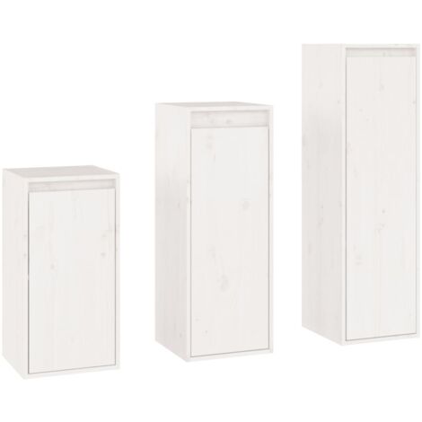 TV Cabinets 3 pcs White Solid Wood Pine vidaXL (1/5)