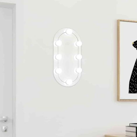 Mirror with LED Lights 40x20 cm Glass Oval vidaXL