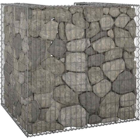 Gabion Wall for Garbage Bin Galvanised Steel 110x100x110 cm vidaXL