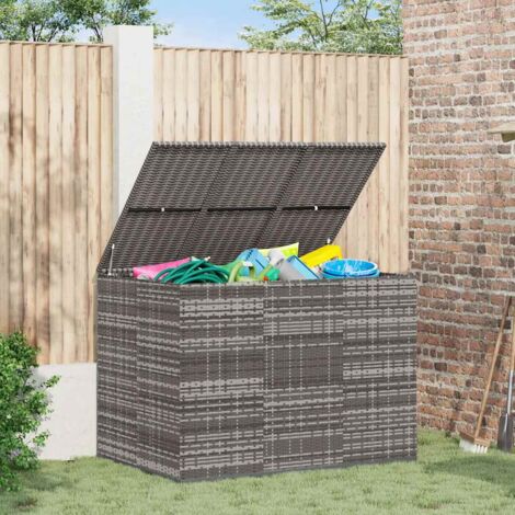 Garden Cushion Box PE Rattan 145x100x103 cm Grey vidaXL
