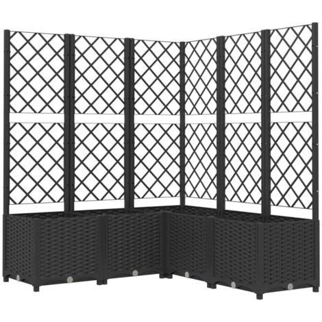 Garden Planter with Trellis Black 120x120x136 cm PP vidaXL