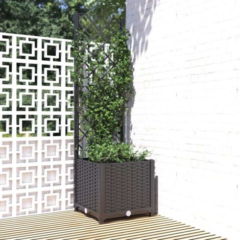 Garden Planter with Trellis Black 40x40x136 cm PP vidaXL