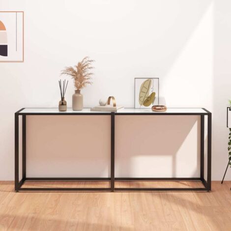 Console Table White Marble 180x35x75.5cm Tempered Glass vidaXL
