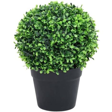 Artificial Boxwood Plants 2 pcs with Pots Ball Shaped Green 32 cm vidaXL