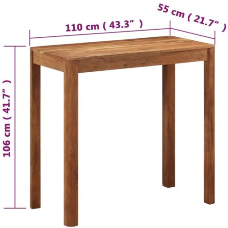 Bar Table Solid Wood Acacia with Honey Finish 110x55x106 cm vidaXL