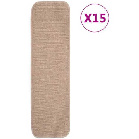 Anti Slip Stair Mats 15 pcs 75x20 cm Beige Rectangular vidaXL