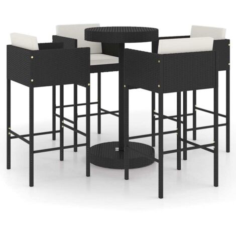 Garden Bar Set  Black, Cream White  PE Rattan, Powder-Coated Steel vidaXL