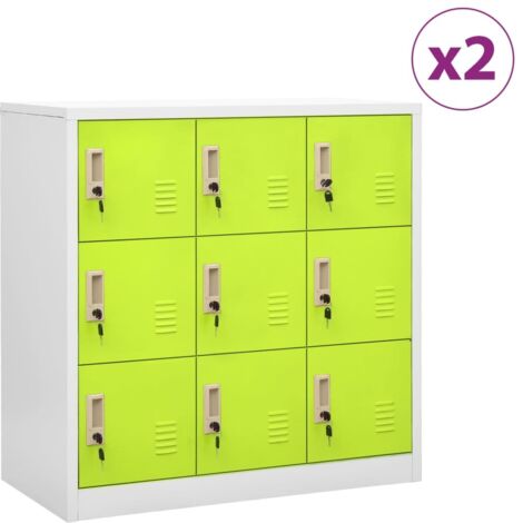 Locker Cabinets 2 pcs Light Grey and Green 90x45x92.5 cm Steel vidaXL