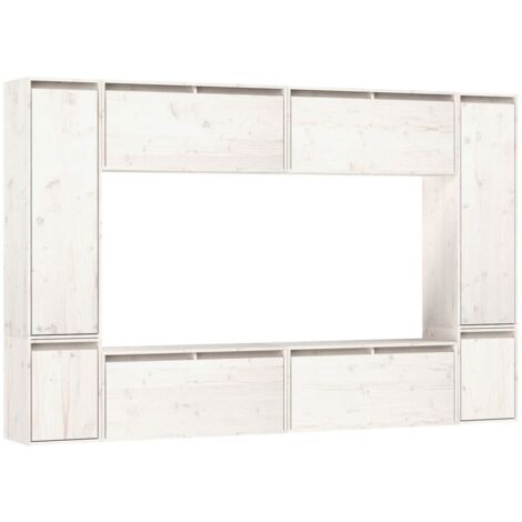 TV Cabinets 8 pcs White Solid Wood Pine vidaXL (1/5)