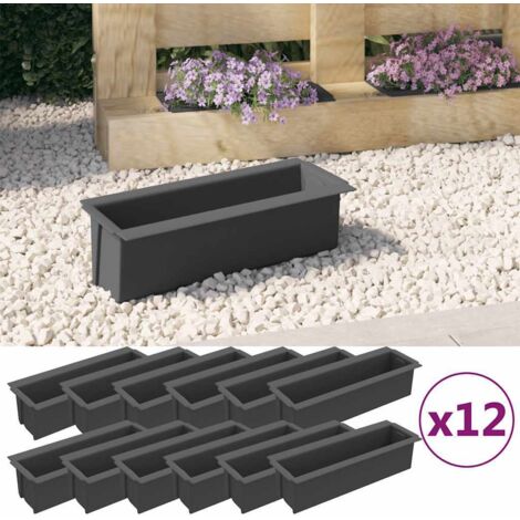 Flower Boxes for Euro Pallets 12 pcs Grey 36x13.5x9.5 cm PP vidaXL