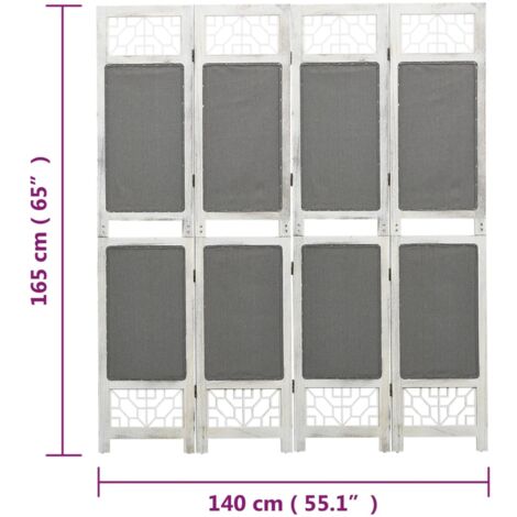 4-Panel Room Divider Grey 140x165 cm Fabric vidaXL