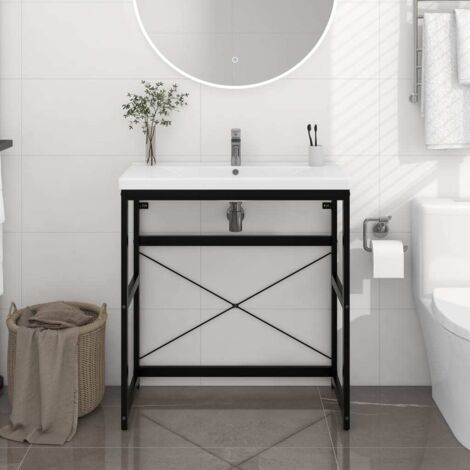 Bathroom Washbasin Frame Black 79x38x83 cm Iron vidaXL