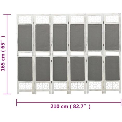 6-Panel Room Divider Grey 210x165 cm Fabric vidaXL