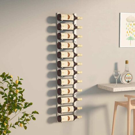Wall Mounted Wine Rack for 12 Bottles White Iron vidaXL