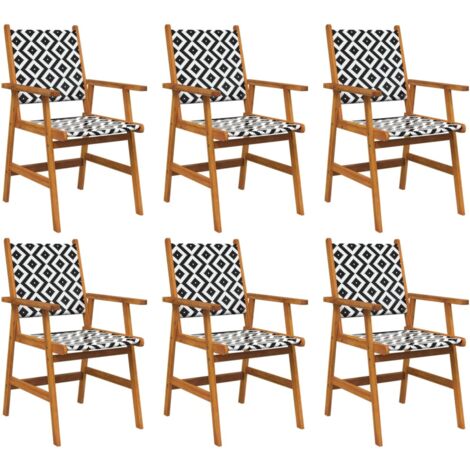 Garden Chair  Set of 6  Acacia wood and black vidaXL