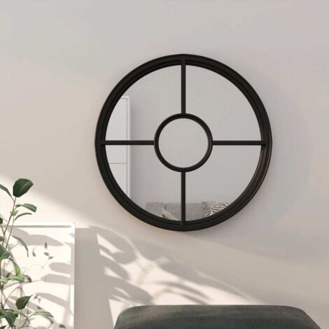 Mirror Black 60x4 cm Iron Round for Indoor Use vidaXL