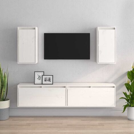 TV Cabinets 4 pcs White Solid Wood Pine vidaXL (1/5)