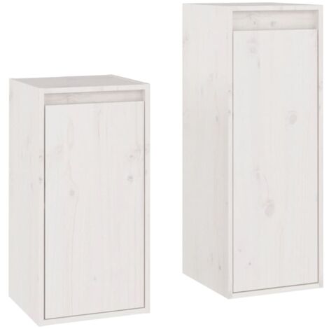 TV Cabinets 2 pcs White Solid Wood Pine vidaXL (1/5)