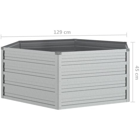 Garden Raised Bed 129x45 cm Galvanized Steel Silver vidaXL