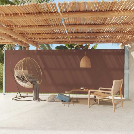 Patio Retractable Side Awning 200x600 cm Brown vidaXL